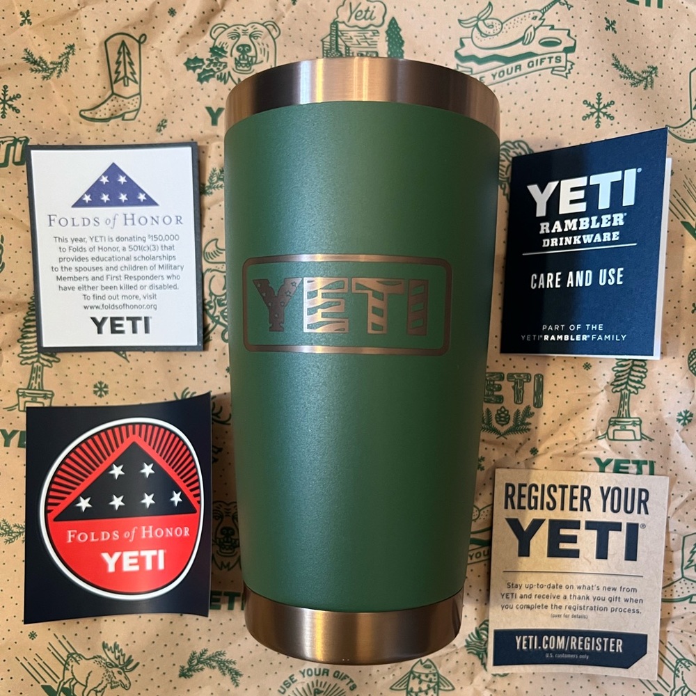 SOLD OUT 2024 Yeti Veteran’s Day 20 oz Rambler Highland Olive Green